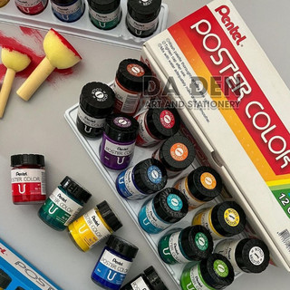[DA ĐEN] Màu Bột Poster Pentel 12 Màu 30ml Chính Hãng