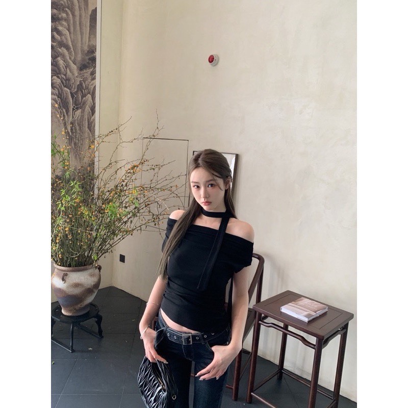 Áo Thun Cotton Nữ Trễ Vai Kèm Dây, Áo Thun Nữ Chất Cotton Loại 1 Dầy Dặn Mềm Mịn Mát Co Giãn Lên Form Xinh MA856 | BigBuy360 - bigbuy360.vn