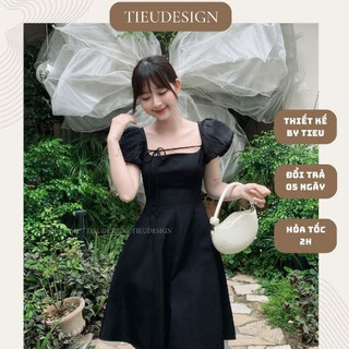 Đầm tay bí dáng xòe nhẹ thanh lịch cột nơ by TIEUDESIGN