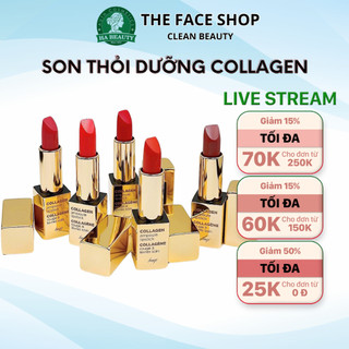 Son thỏi lì dưỡng có Nhiều màu giúp Chống lão hóa môi hiệu quả fmgt COLLAGEN AMPOULE LIPSTICK The Face Shop