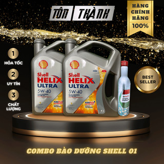 2 Bình nhớt động cơ Shell Ultra 5w40 + Súc động cơ Castrol