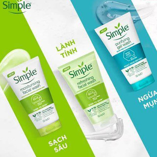 Sữa rửa mặt Simple xanh lá-xanh dương-xanh trong