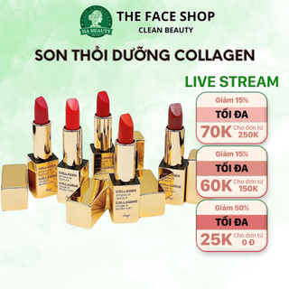 Son thỏi dưỡng môi có nhiều màu căng mọng quyến rũ tự nhiên The Face Shop Collagen Ampoule Lipstick 3.5g