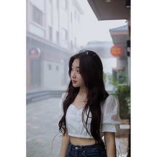 Croptop cổ vuông tay bồng - " Bồng Bềnh "