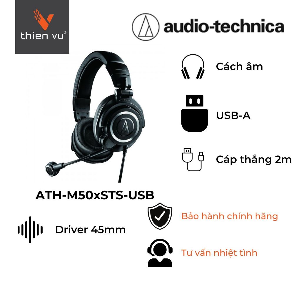 Tai Nghe Có Dây Audio Technica ATH-M50xSTS-USB - Hàng Chính Hãng