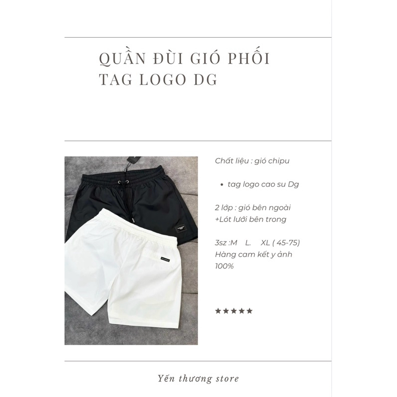 Quần đùi short gió nam phối tag logo pha da DG hàng đẹp 2 lớp