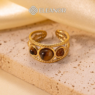 Nhẫn nữ hở titan Eleanor Accessories đính đá phong cách sang trọng phụ kiện trang sức nhẫn 7923