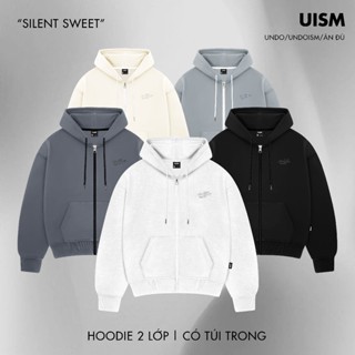 Áo Khoác 2 Lớp Hoodie Zip Undo Silent Sweet 5 Màu (Xám Tiêu/Kem/Xám Lợt/Xám Ghi/Đen) - Có Túi Trong