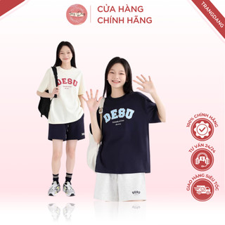 Áo phông dáng rộng kiểu basic DESSUU in chữ và thiêu chữ