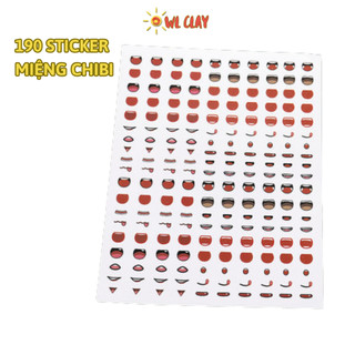 190 Hình dán miệng chibi, figure, đất sét, fondant, Sticker dán miệng dụng cụ thủ công handmade DIY