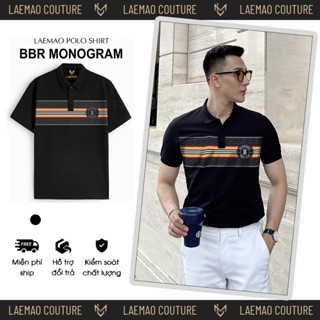 Áo polo nam LAEMAO chất cotton cá sấu họa tiết BBR CAM Monogram - AP107