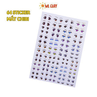 Hình dán mắt chibi gồm 64 đôi mắt, figure, đất sét, fondant, Sticker dán mắt dụng cụ thủ công handmade DIYde DIY