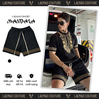 Quần short LAEMAO chất vải cotton nỉ da cá MANDALA