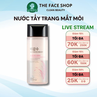 Tẩy trang mắt môi The Face Shop Rice Water Bright Lip & Eye Makeup Remover 120ml dưỡng ẩm sạch sâu