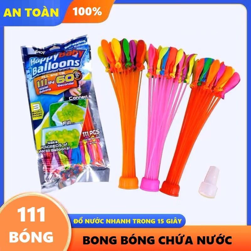   LOẠI TỐT  Set bong bóng bay nước  Bóng nước chùm Bóng nước được lắp sẵn vào 3 chùm và 1 đầu nối vòi nước 