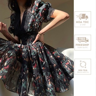 Đầm Thiết Kế Dáng Ngắn In Hoa Ren – VH125