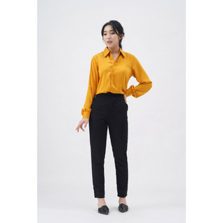 Áo sơ mi nữ công sở cơ bản vàng cổ đức màu vàng Jill Harriet