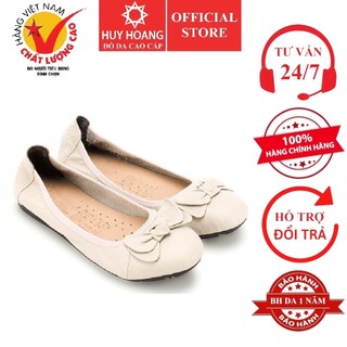 Giày nữ búp bê huy hoàng da bò màu kem hp7914