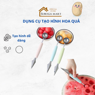 Dao tỉa hoa quả 2 đầu,thìa tạo hình hoa quả,thìa múc kem tạo hình chất liệu không gỉ