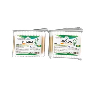 Mua 1 tặng 1.Tăm bông thân tre NIVADA 100que/gói. 1 đầu tron+1 đầu xoắn.