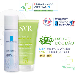 COMBO Xịt Khoáng LRP Thermal Spring Water [50ml] + Gel Rửa Mặt SVR Sebiaclear Gel Moussant [55ml]