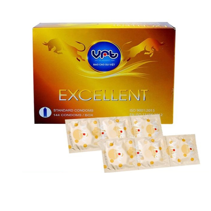 Bao Cao Su Gia Đình VRT Excellent, Bcs Siêu Mỏng Trơn Cho Cảm Giác Chân Thực, Size 52mm Ôm Vừa Vặn