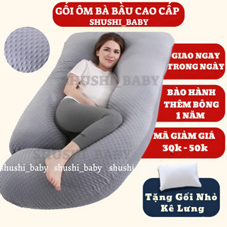 Gối Ôm Bà Bầu Chữ U Vải Nhung Mềm Mịn Cao Cấp