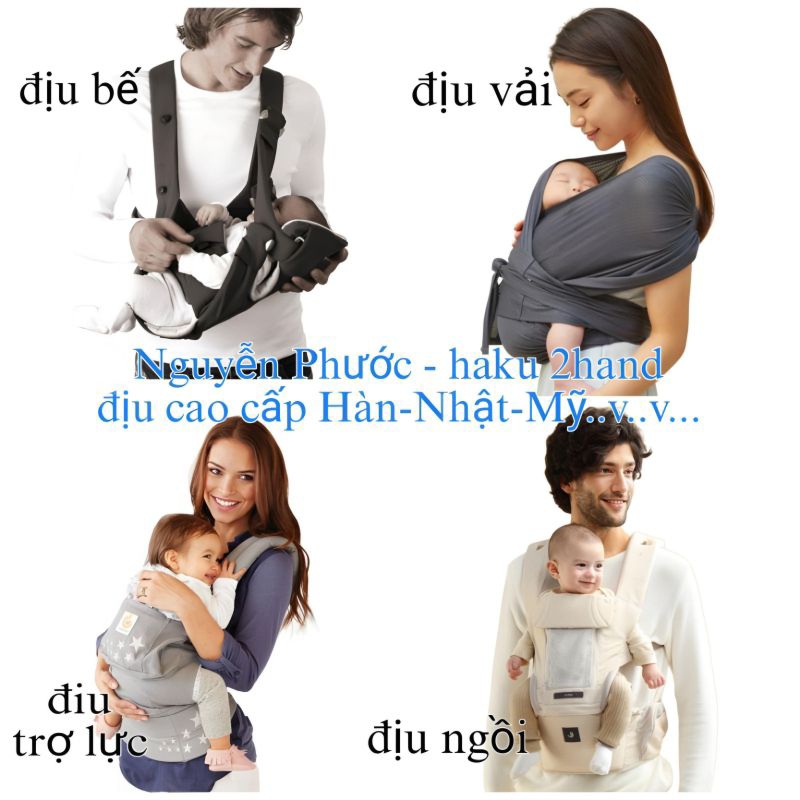 (THANH LÝ) địu em bé secondhand 2hand Hàn, Mỹ, Đức, Úc địu ngồi địu trợ lực địu vải.