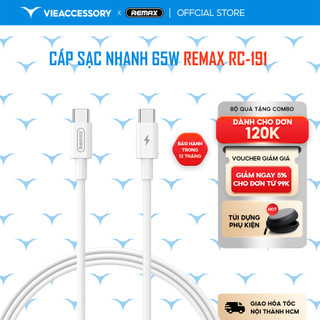Cáp Sạc Nhanh 65W Remax RC-191 Cổng PD Type-C To Type-C Truyền Dữ Liệu 480Mbs Dùng Cho Điện Thoại, Ipad, Tablet, La