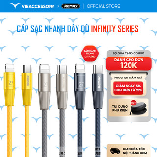 Cáp sạc nhanh dây dù, đầu hợp kim nhôm C to L Infinity Series Zinc Alloy Braided Fast Charging Data Cable RC-C106/107