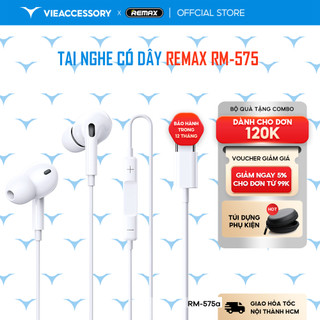 Tai Nghe Có Dây Nhét Tai Remax RM-575 Cổng Jack 3.5mm / RM-575A Cổng Type C / RM-575i Cổng Lning Dài 1.2 Mét