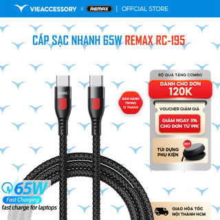 Cáp Sạc Nhanh 65W Remax RC-195 Type C To Type C Sạc Nhanh Cho Laptop, Macbook, iPad, Samsung, Huawei - Bảo Hành 3 T