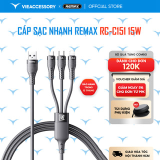 Cáp Sạc Nhanh REMAX rc-c151 15W 3 Trong 1, dây silicone chắc chắn, bền bỉ