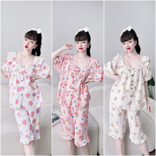 Đồ bộ ngủ nữ lửng lụa nhật - đũi xốp pijama mặc nhà bigsize 50-100kg