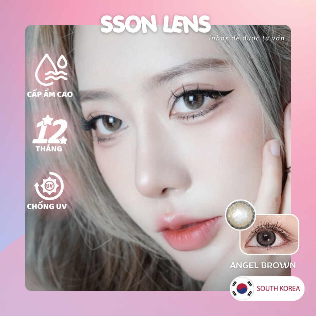 Kính Áp Tròng Angel Brown Gdia14mm Dia14.2mm Lens cận 0~10 độ [1 NĂM/KÈM KHAY] SSon Lens