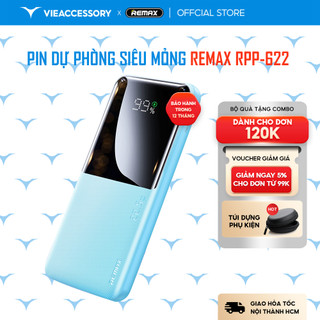 Pin dự phòng siêu mỏng Remax RPP-622 Cynlle Series 10000mAh hỗ trợ 3 thiết bị cùng lúc - sạc nhanh QC 22.5W và PD 2