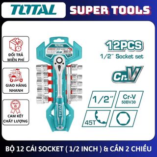 Đồ nghề total bộ 12 cái socket & cần 2 chiều tht141121