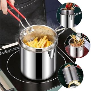 Nồi chiên ngập dầu 4,72in Chảo rán bằng thép không gỉ có giỏ lọc và tay cầm Nồi chiên dầu, Nồi nấu sữa