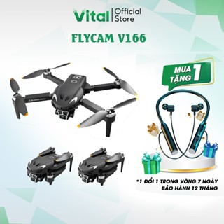 Flycam Mini v166 Fycam Giá Rẻ Động Cơ Không Chổi Than Camera Kép Cảm Biến Va Chạm
