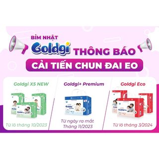   Mẫu mới eco -không qà Bỉm quần dán Goldgi+X5  Goldgi Eco mẫu mới 2023 Nhật đủ size NB92 S84 M66-M60 L56-L48 XL44 XXL32 