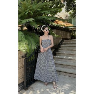 Đầm bigsize cúp nguc sọc caro dáng dài xinh xắn ( Thời trang Vicky G - Anitagreen ) HN0824