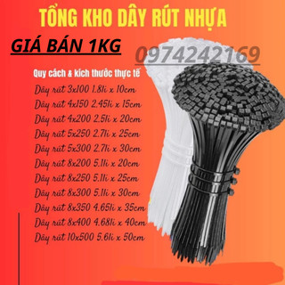 Dây rút nhựa ,dây thít ,trắng và đen từ 10cm-->50cm giá bán tính 1 kg