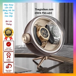 Hộp Đồng Hồ Cơ 2 Ngăn Xoay Có Đèn LED - Hộp Xoay Tích Cót 2 Đồng Hồ Nắp Tròn Acrylic Trong Suốt [BH 24 Tháng] - CT2G