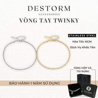 Vòng Tay Titan Nam Nữ Twinky Destorm Bracelet - Lắc Tay Mảnh Thép Không Gỉ - Có Hộp và Túi Đựng
