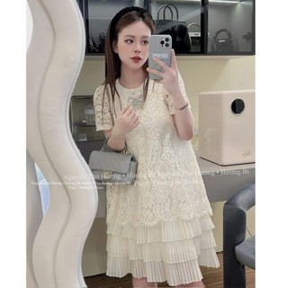 Váy ren nơ đá chân dập sm