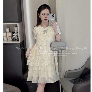 Váy ren nơ đá chân dập sm