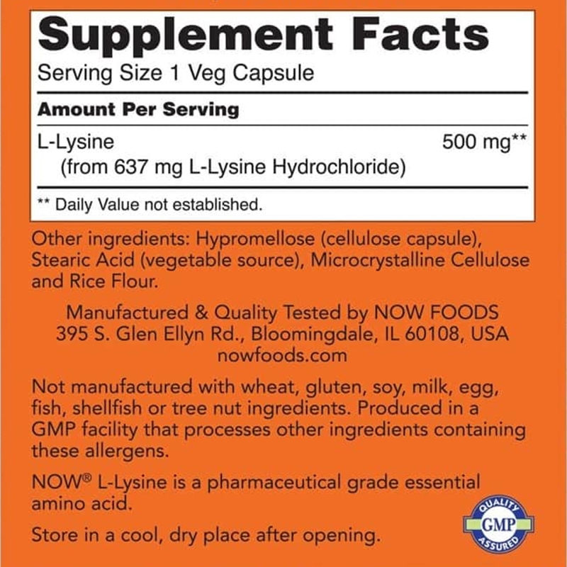 Now L Lysine 500Mg-1000Mg Hỗ Trợ Miễn Dịch, Tăng Tổng Hợp Collagen, Tăng Cơ, Giảm Mỡ