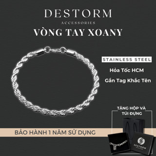 Vòng Tay Titan Xích Mắt Xoắn Destorm, Có Dây Dài Đeo Thành Lắc Chân Thép Không Gỉ, Có Hộp và Túi Đựng