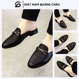Giày Sục Nam, Giày Da Nam Chất Liệu Da Cao Cấp Đế Cao Su Đúc Nguyên Khối Cao 3cm Mã L220 Màu Đen