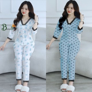 [BunnySky] Đồ bộ mặc nhà, đồ bộ nữ, quần áo nữ mặc nhà thiết kế cổ ren mát xinh